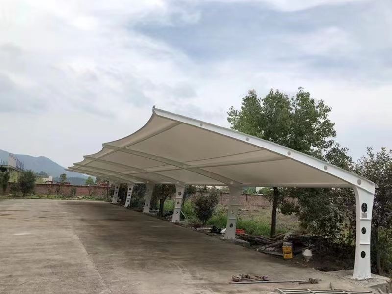 启东小区改造停车棚工程，膜结构非机动车棚定制厂家-2